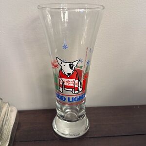 Vintage Spuds MacKenzie Bud Light Holiday Glass – 1980s Christmas Promo Pint